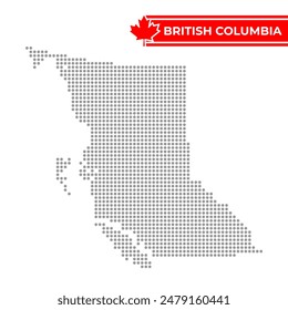 Dotted map of British Columbia is a province of Canada