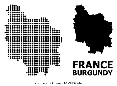 Dotted map of Burgundy Province composition and solid illustration. Vector map of Burgundy Province composition of spheric elements on a white background.