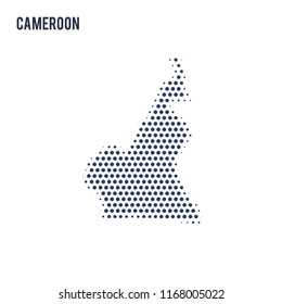 Dotted map of Cameroon isolated on white background.