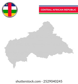 Mapa pontilhado da República Centro-Africana com bandeira circular