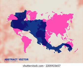 Dotted map of Central America vector blue halftone circle design illustration.