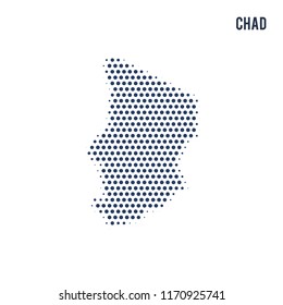 Dotted map of Chad isolated on white background.