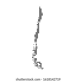 Dotted map of Chile on the white background