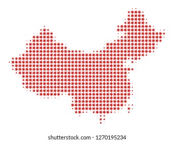 Dotted map of China isolated on white background