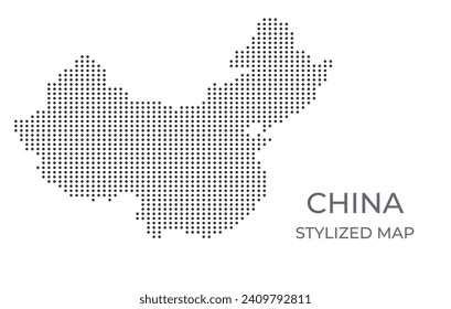 Mapa distorsionado de China con estilo estilizado. Simple ilustración del mapa del país para afiches, pancartas.