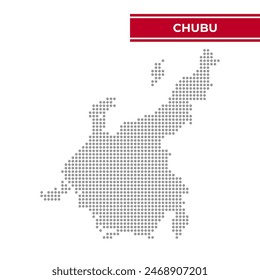 Dotted map of Chubu Region in Japan