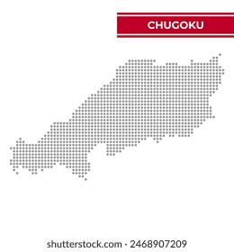 Dotted map of Chugoku Region in Japan