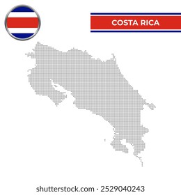 Gepunktete Karte von Costa Rica mit kreisförmiger Flagge