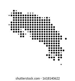 Dotted map of Costa Rica on the white background