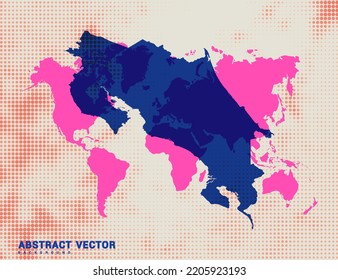 Mapa con puntos de la ilustración de diseño del círculo azul vectorial de Costa Rica.