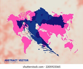 Mapa con puntos de la ilustración de diseño del círculo de medio tono azul vector de Croacia.