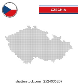 Mapa punteado de Chequia con bandera circular