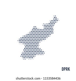 Dotted map of Democratic People's Republic of Korea isolated on white background.