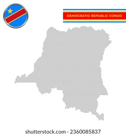 Dotted map of Democratic Republic Congo with circular flag