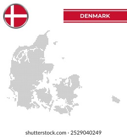 Dotted map of Denmark with circular flag