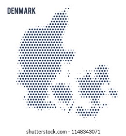 Dotted map of Denmark isolated on white background.