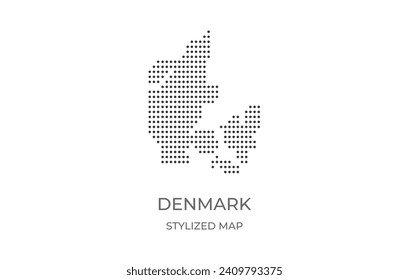 Dotted map of Denmark in stylized style. Simple illustration of country map for poster, banner.