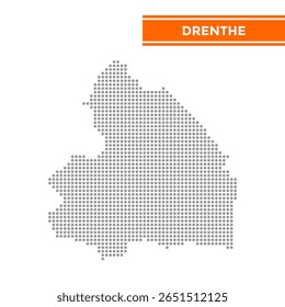 Mapa pontilhado de Drenthe Province em Netherlands