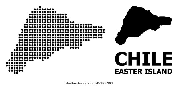 Dotted map of Easter Island composition and solid illustration. Vector map of Easter Island composition of circle pixels on a white background.