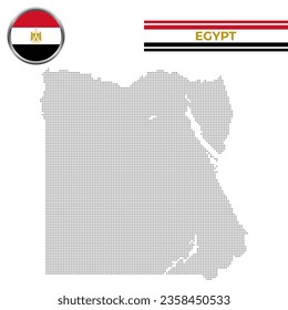 Dotted map of Egypt with circular flag