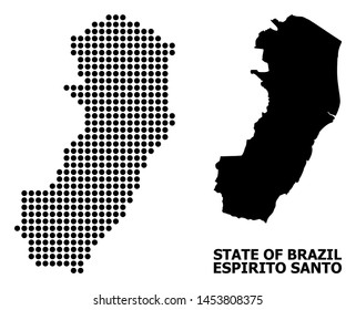 Dotted map of Espirito Santo State composition and solid illustration. Vector map of Espirito Santo State composition of circle pixels on a white background.