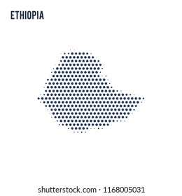 Dotted map of Ethiopia isolated on white background.