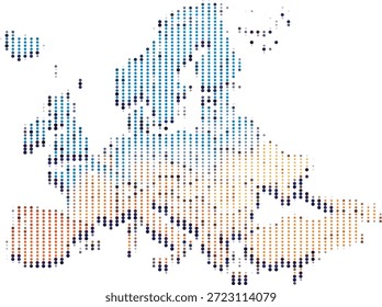 Dotted Map Europa mit Anzeige der Datenverteilung Punkte Punkte