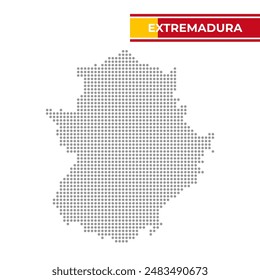 Mapa punteado de Extremadura en España