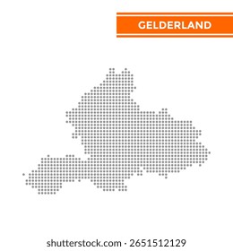 Mapa pontilhado de Gelderland Province em Netherlands