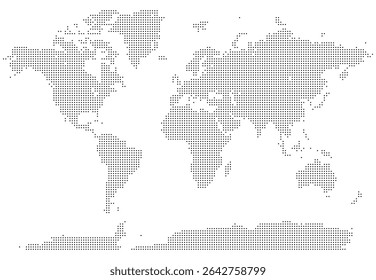 Mapa pontilhado de geografia terra com fluxo global suave representando o limite do mundo com forma redonda