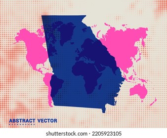 Dotted map of Georgia (USA) vector blue halftone circle design illustration.