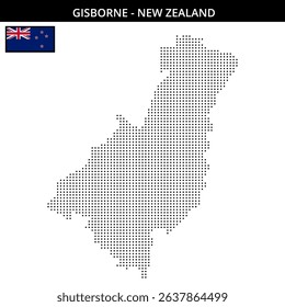 Dotted map of Gisborne New Zealand