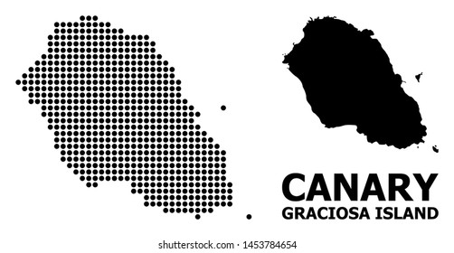Dotted map of Graciosa Island composition and solid illustration. Vector map of Graciosa Island composition of spheric points on a white background.