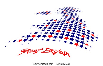 Dotted map of Great Britain isolated on white background