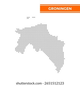 Mapa pontilhado de Groningen Province in Netherlands