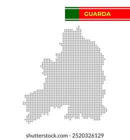 Mapa pontilhado do Distrito da Guarda em Portugal