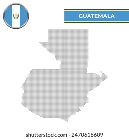 Mapa punteado de Guatemala con bandera circular