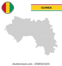 Dotted map of Guinea with circular flag