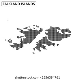 A dotted map highlights the Falkland Islands, showcasing their geography and position in the South Atlantic.