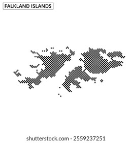 A dotted map highlights the Falkland Islands, showcasing their geography and position in the South Atlantic.