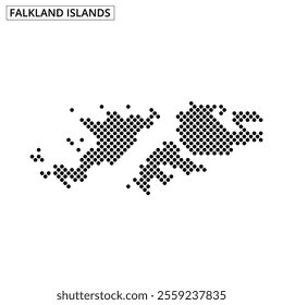 A dotted map highlights the Falkland Islands, showcasing their geography and position in the South Atlantic.