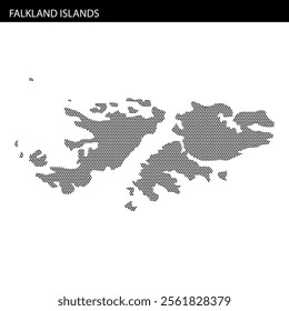 A dotted map highlights the Falkland Islands, showcasing their geography and position in the South Atlantic.