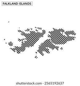 A dotted map highlights the Falkland Islands, showcasing their geography and position in the South Atlantic.