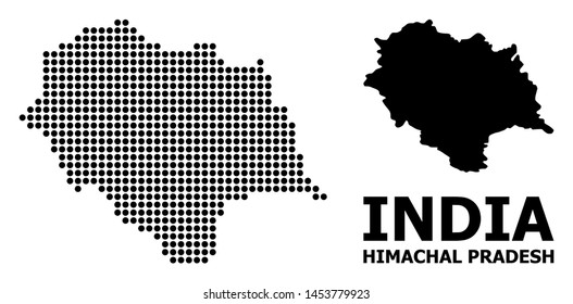 Dotted map of Himachal Pradesh State composition and solid illustration. Vector map of Himachal Pradesh State composition of circle dots on a white background.