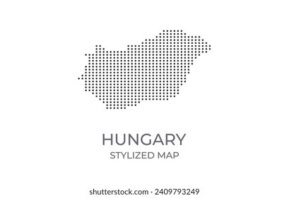 Dotted map of Hungary in stylized style. Simple illustration of country map for poster, banner.
