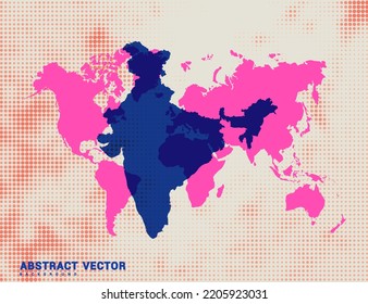 Dotted map of India vector blue halftone circle design illustration.