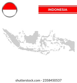Dotted map of Indonesia with circular flag