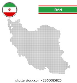 Dotted map of Iran with circular flag