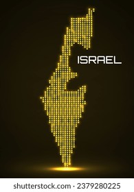 Dotted map of Israel glowing style. Vector illustration