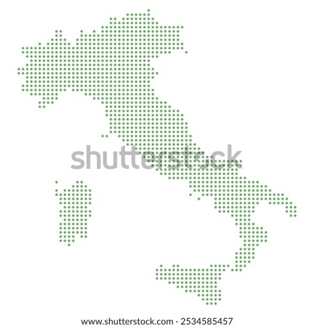 dotted map of italy vector, isolated background. Flat Earth, green map template for web site pattern, anual report, inphographics. Globe similar worldmap icon. Travel worldwide, map backdrop